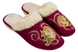 Женские закрытые тапочки БЕЛСТА из бордового замша украшены новогодней вышивкой и отворотом из овчины - 1