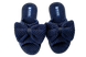 Женские открытые тапочки БЕЛСТА из синего текстиля украшены бантом - 2