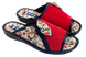 Женские открытые тапочки БЕЛСТА из красного вельвета и вставки из текстиля с принтом - 1