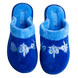 Женские закрытые тапочки БЕЛСТА из синей махры с голубым отворотом украшены узорной вышивкой - 2
