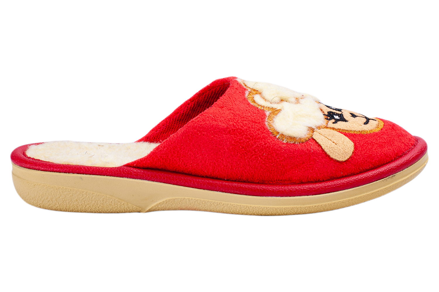 Children's slippers BELSTA suede with embroidery on sheepskin - 3