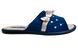 Женские открытые тапочки БЕЛСТА из велюра синего цвета украшены атласным бантиком и вышивкой - 3