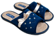 Женские открытые тапочки БЕЛСТА из велюра синего цвета украшены атласным бантиком и вышивкой - 1