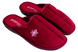 Женские тапочки БЕЛСТА из велюра бордового цвета украшены цветочком - 1