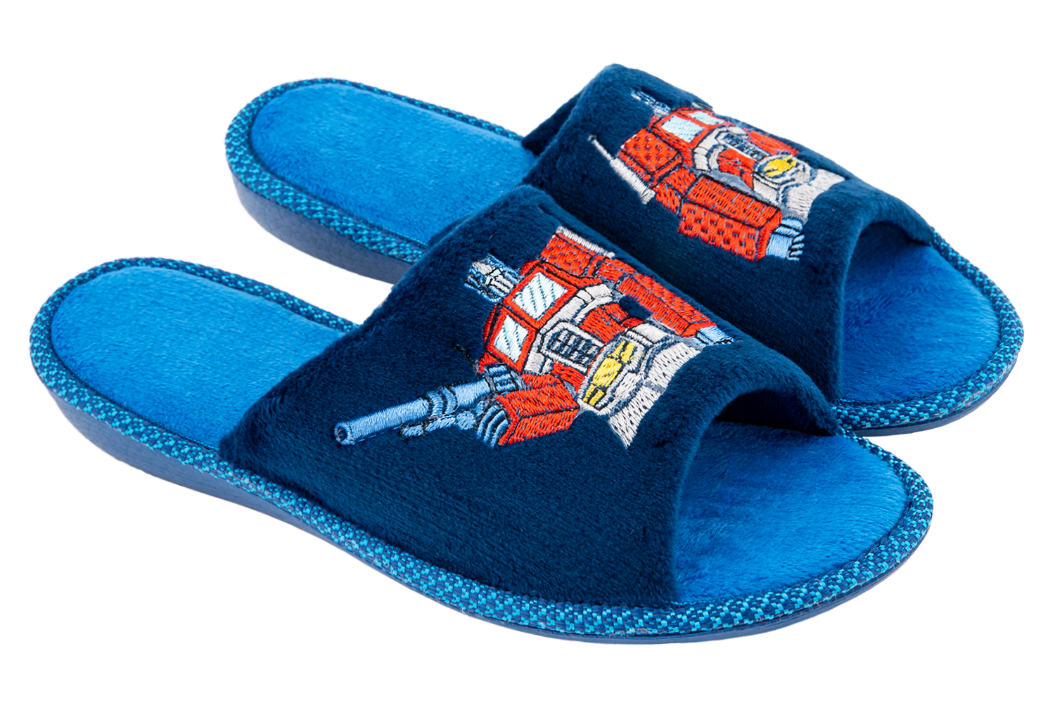 Children's velour slippers with embroidery - 1