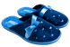 Женские закрытые тапочки БЕЛСТА из синего велюра украшены голубым атласным бантиком - 1