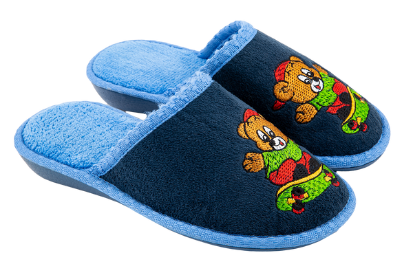 Children's closed slippers BELSTA suede on terry insoles - 1