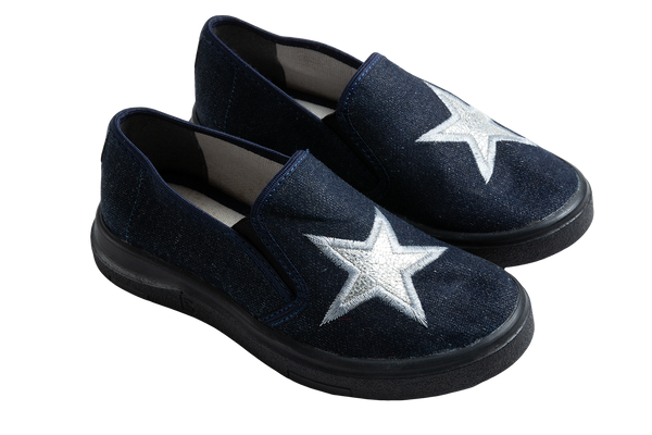 Children's slippers BELSTA of denim with embroidery - 1