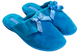 Женские закрытые тапочки БЕЛСТА из голубого велюра украшены отворотом из махры и бантиком - 1
