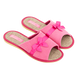 Женские открытые тапочки БЕЛСТА из вельвета розового цвета украшены атласной лентой розового цвета с бантиком - 1