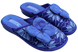 Женские закрытые тапочки БЕЛСТА из синей вязанки украшены орнаментом и голубым цветком - 1