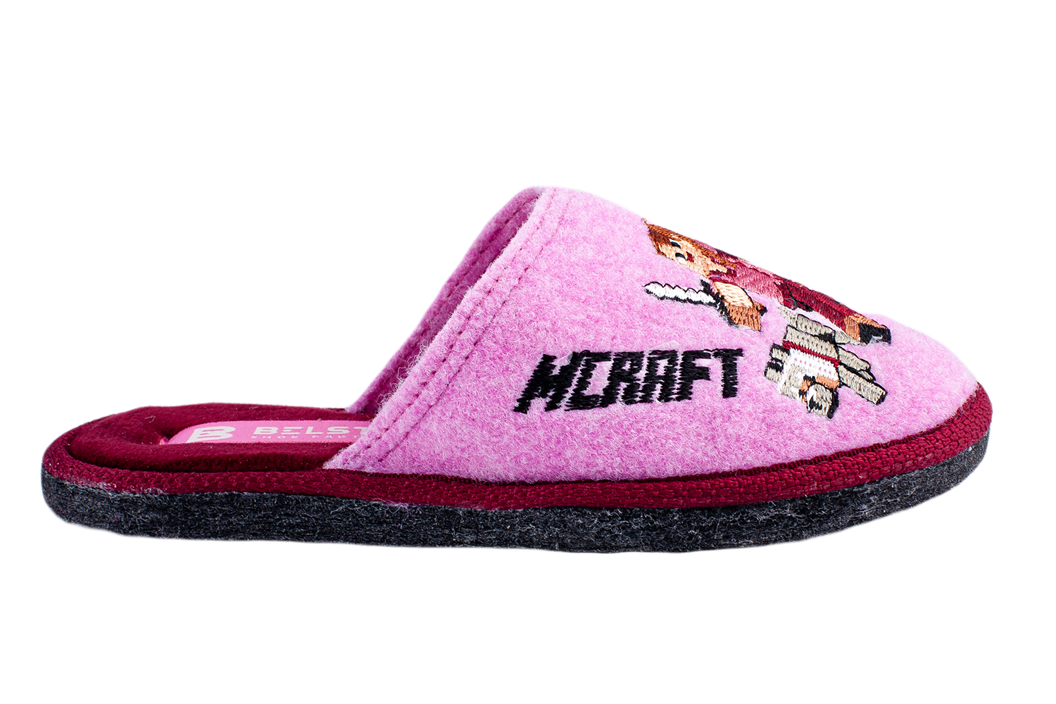 Дитячі закриті капці БЕЛСТА з рожевої повсті прикрашені героєм гри MCRAFT - 3