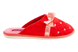 Женские закрытые тапочки БЕЛСТА из красного велюра украшены коралловым атласным бантиком - 3