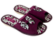 Женские открытые тапочки БЕЛСТА из вельвета цвета марсала украшены бантом с цветочным принтом - 1