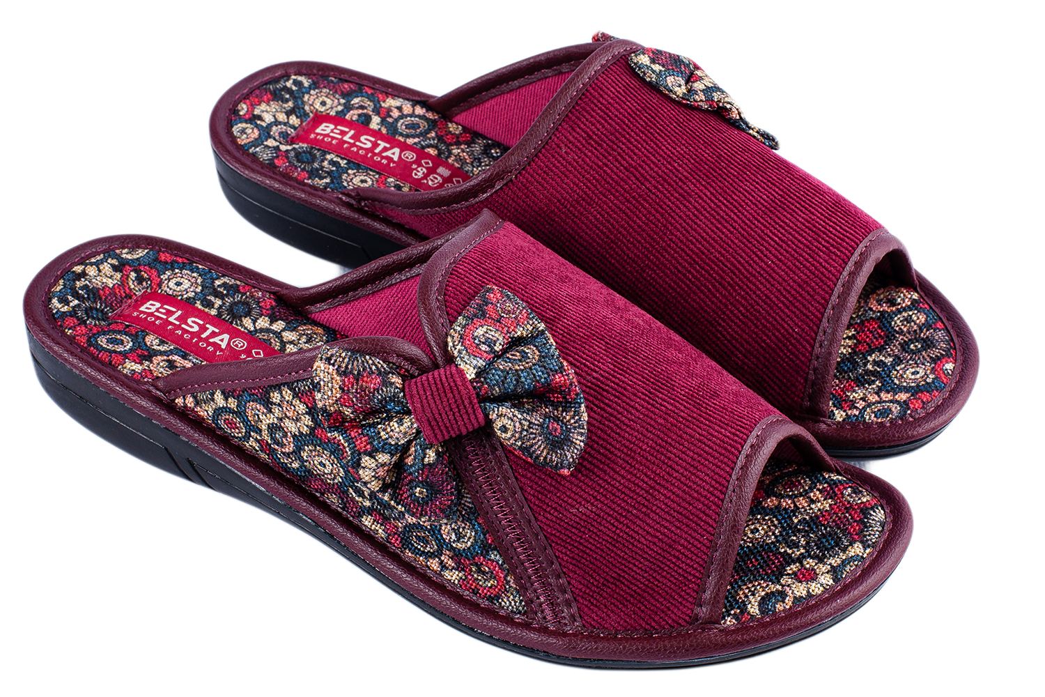 Women's open slippers BELSTA textile and corduroy - 1