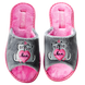 Женские открытые тапочки БЕЛСТА из серого велюра украшены Котиками с розовым сердечком на розовой стельке - 2