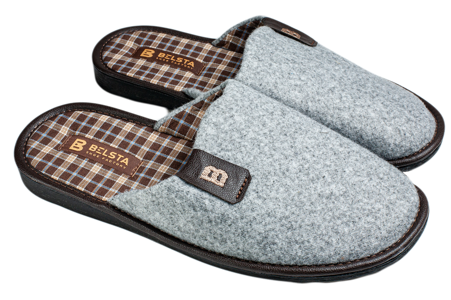Men's gray slippers made of fine wool by BELSTA - 1