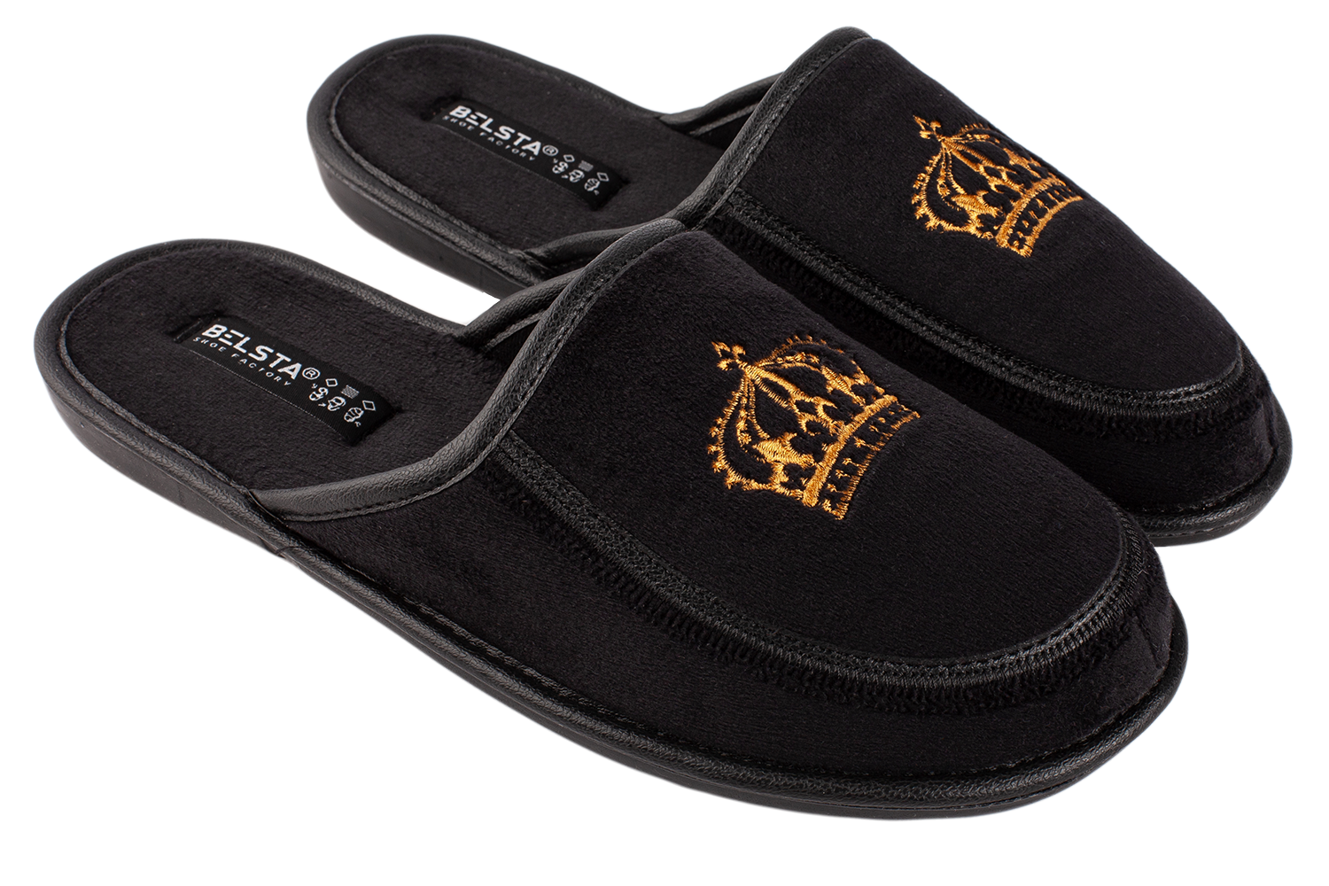 Men's velour slippers BELSTA with crown - 1