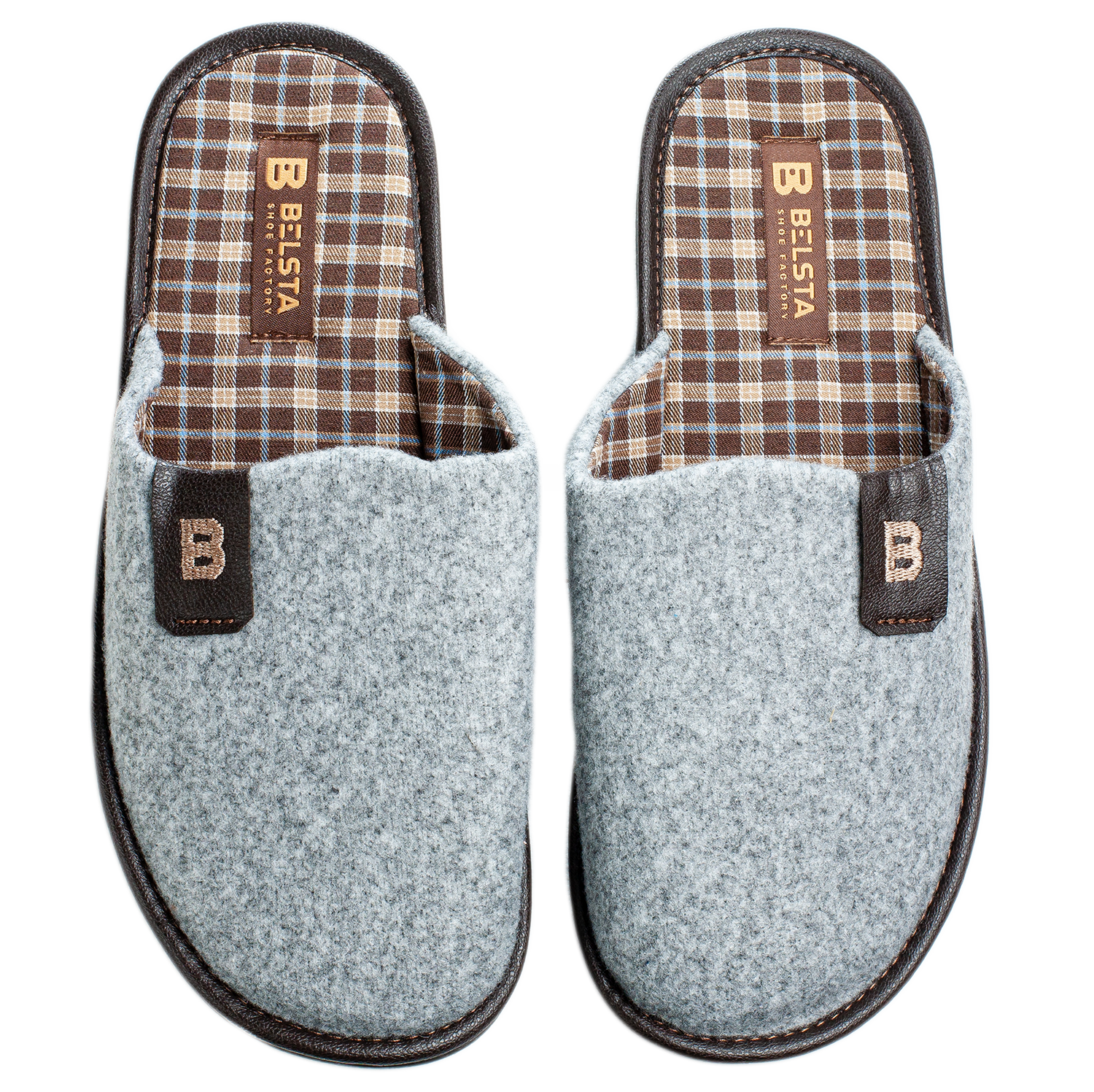 Men's gray slippers made of fine wool by BELSTA - 2