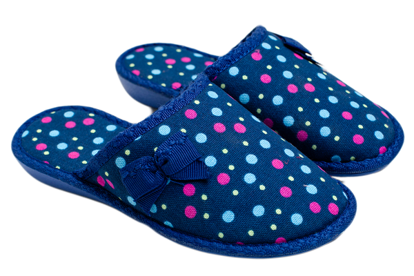 Children's closed slippers BELSTA textile decorated with a bow - 1
