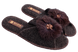 Женские открытые паркетные тапочки БЕЛСТА из коричневого войлока украшены мехом - 1