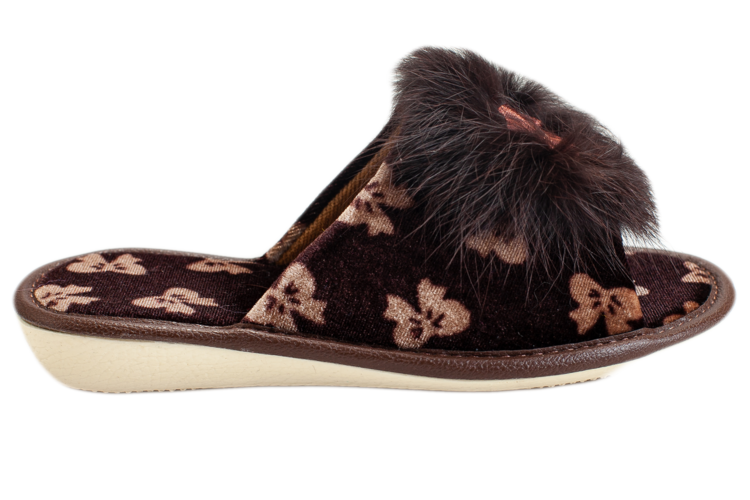 Children's open velour slippers BELSTA - 3