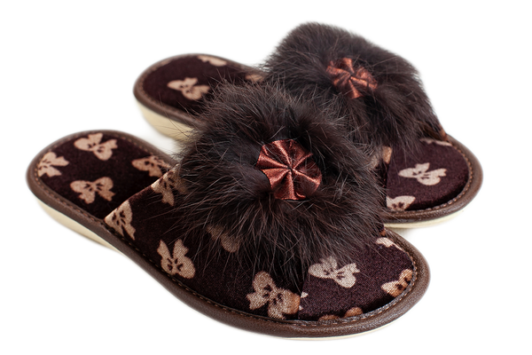 Children's open velour slippers BELSTA - 1