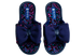 Женские открытые тапочки БЕЛСТА из синего текстиля вафля и текстиля с принтом яркого узора пейсли украшены объёмным бантом - 2