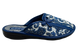 Женские закрытые тапочки БЕЛСТА из белого текстиля с синим принтом украшены бантиком - 3