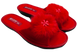 Женские открытые тапочки БЕЛСТА из красного текстиля украшены мехом - 1