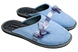 Женские закрытые тапочки БЕЛСТА из голубого вельвета украшены серым атласным бантиком - 1