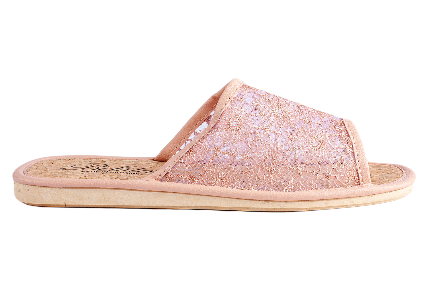 Женские открытые тапочки БЕЛСТА из прочной нежно розовой сетки с узором - 3