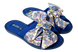 Женские открытые тапочки БЕЛСТА из синего текстиля украшены текстилем с принтом - 1