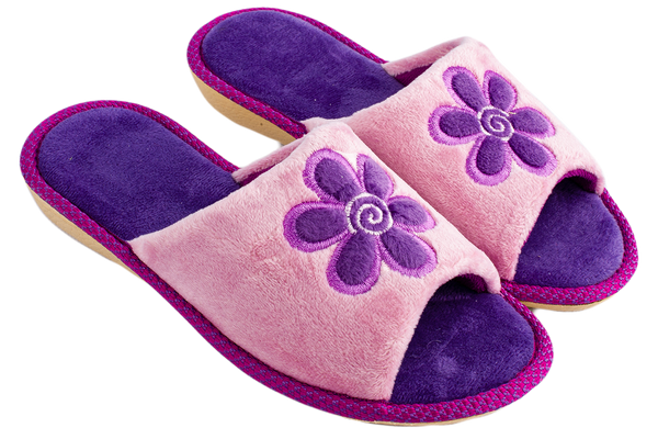 Children's slippers BELSTA velour with embroidery - 1