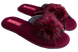 Женские открытые тапочки БЕЛСТА из шерсти цвета бордо украшены мехом - 1