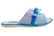 Женские открытые тапочки БЕЛСТА из вельвета голубого цвета украшены атласной лентой голубого цвета с бантиком - 3