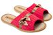 Женские открытые тапочки БЕЛСТА из вельвета красного цвета украшены коричневой атласной лентой с бантиком - 1