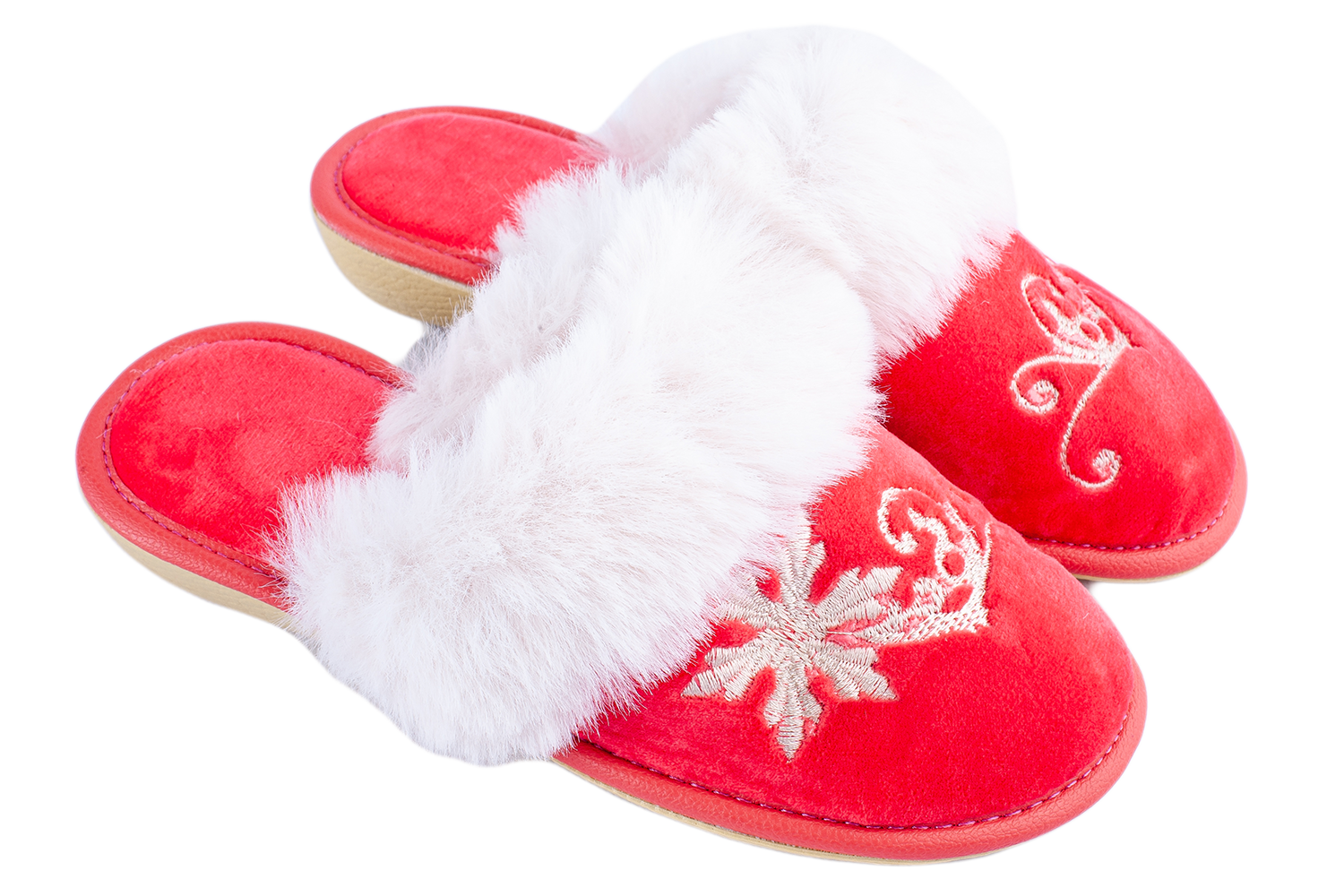 Children's slippers BELSTA velour with fur lapel - 1