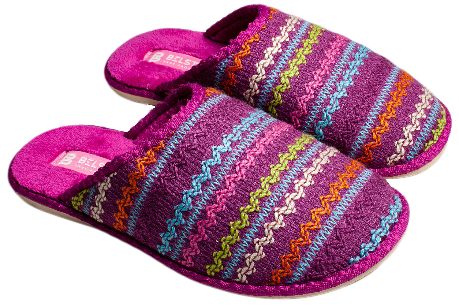 Women's closed slippers BELSTA knitted rainbow - 1