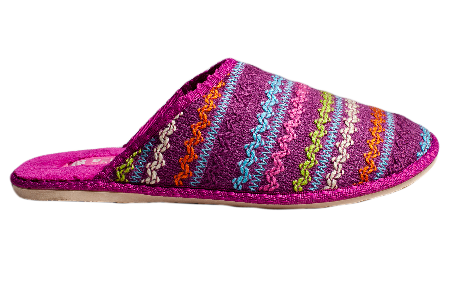 Women's closed slippers BELSTA knitted rainbow - 3