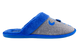 Женские закрытые тапочки БЕЛСТА из серого замша украшены мечтающей Кошечкой и синим махровым отворотом - 3