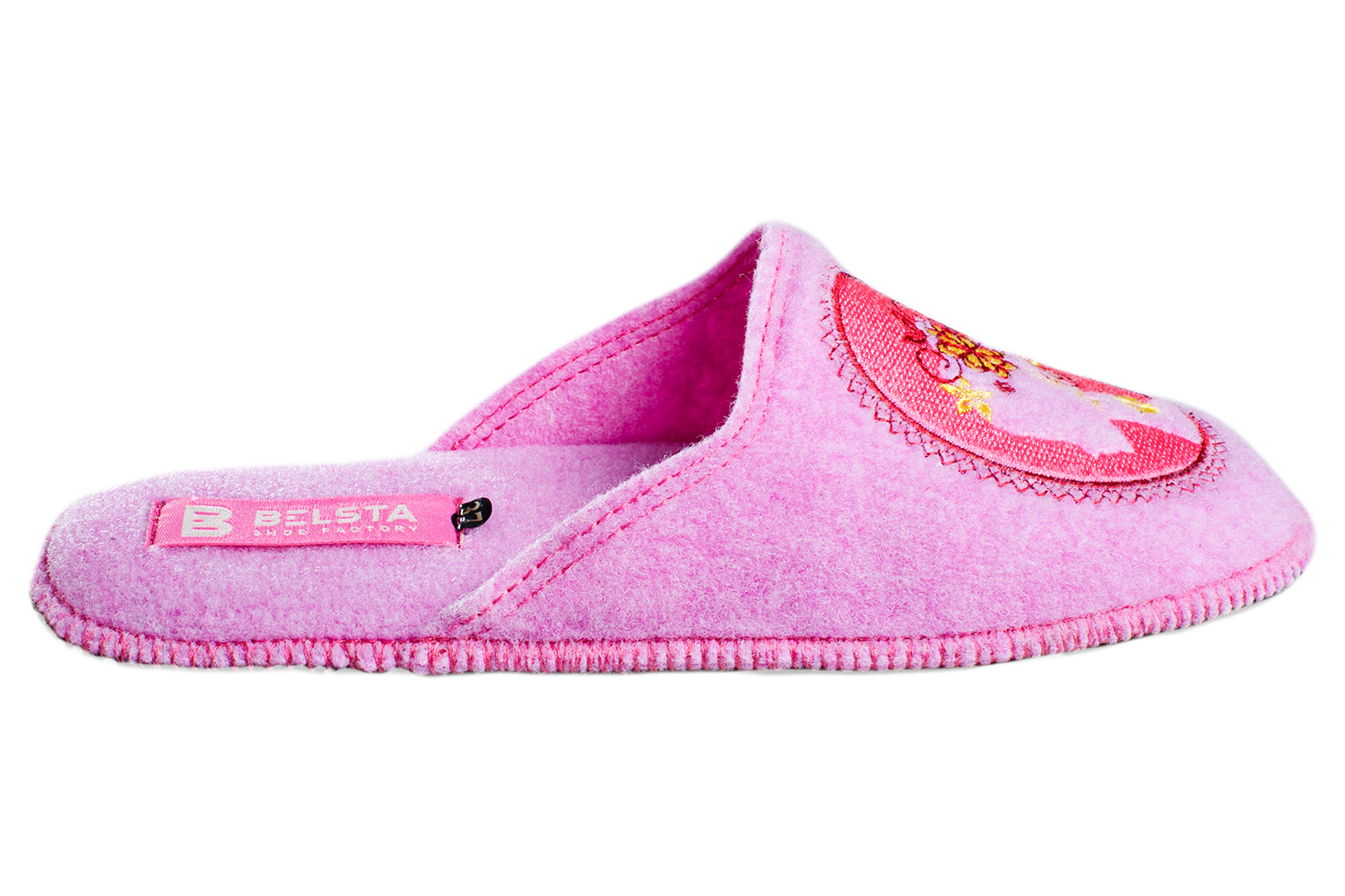 Женские закрытые тапочки БЕЛСТА из розового войлока украшены вышивкой Девушки с цветами - 3