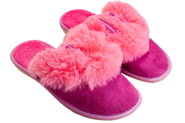 Children's slippers BELSTA suede, fur with ears - 1
