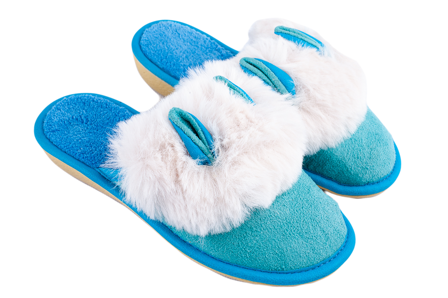 Children's slippers BELSTA suede, fur with ears - 1