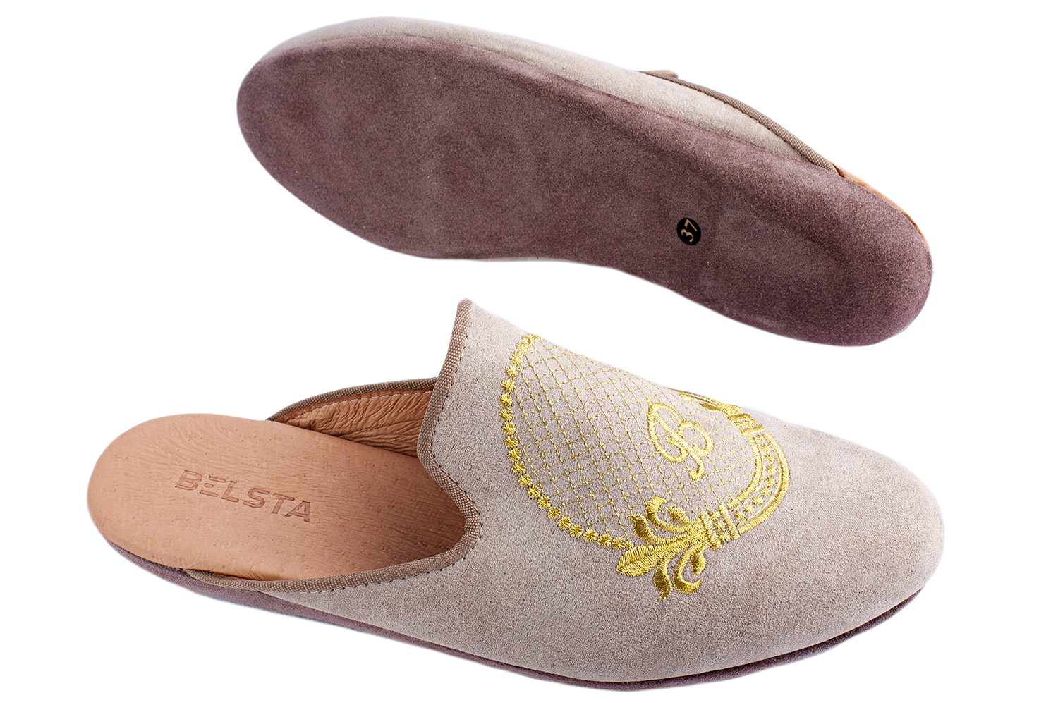 Women's home slippers BELSTA of natural suede - 4
