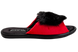 Женские открытые тапочки БЕЛСТА из красного велюра украшены чёрным мехом - 3