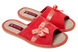 Женские открытые тапочки БЕЛСТА из вельвета красного цвета украшены коралловой атласной лентой с бантиком - 1