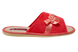 Женские открытые тапочки БЕЛСТА из вельвета красного цвета украшены коралловой атласной лентой с бантиком - 3