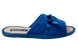 Женские открытые тапочки БЕЛСТА из вельвета синего цвета украшены атласной лентой синего цвета с бантиком - 3