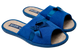 Женские открытые тапочки БЕЛСТА из вельвета синего цвета украшены атласной лентой синего цвета с бантиком - 1